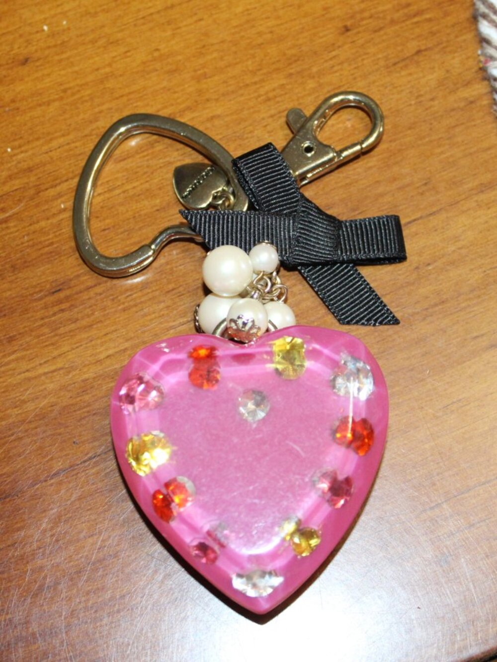 NWOT Betsey Johnson Heart w/bling bag charm or key chain CUTE - Picture 3 of 6